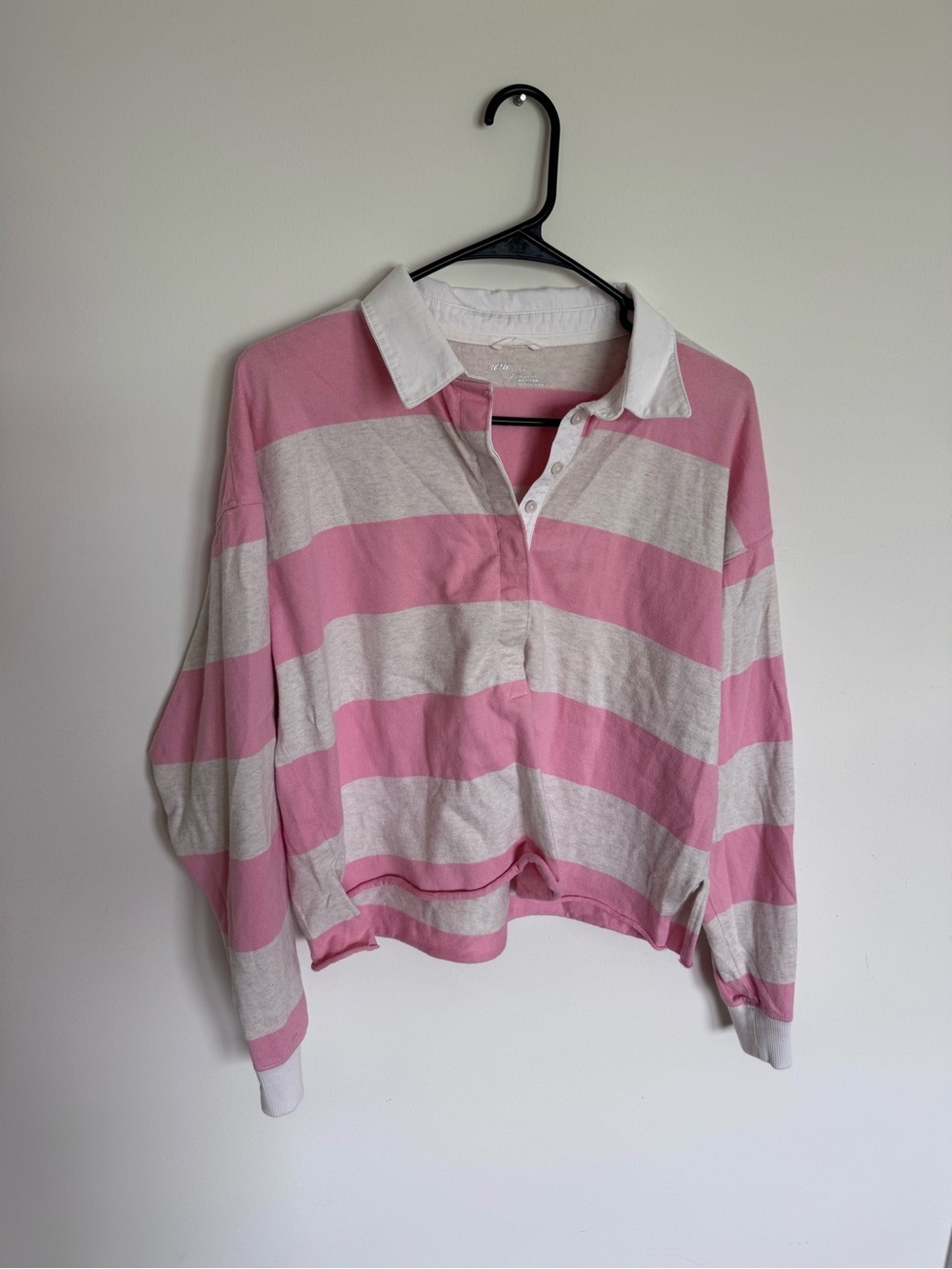 Pink & White Striped Polo Top